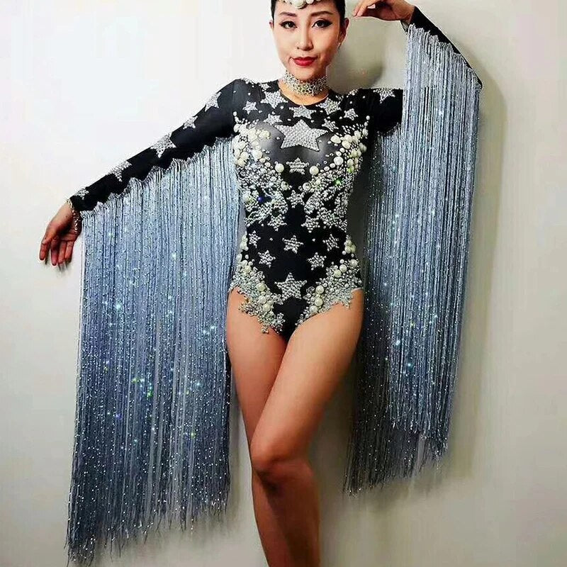 Vestido de Mujer con Flecos Inspirado en el Jazz y Cristales | You·Fest