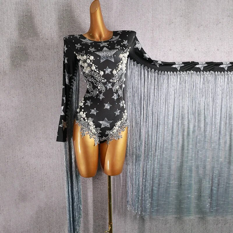 Vestido de Mujer con Flecos Inspirado en el Jazz y Cristales | You·Fest