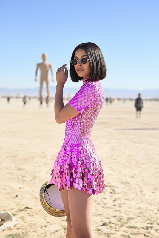 VESTIDO ESTELA MORADO METALIZADO YOU·FEST