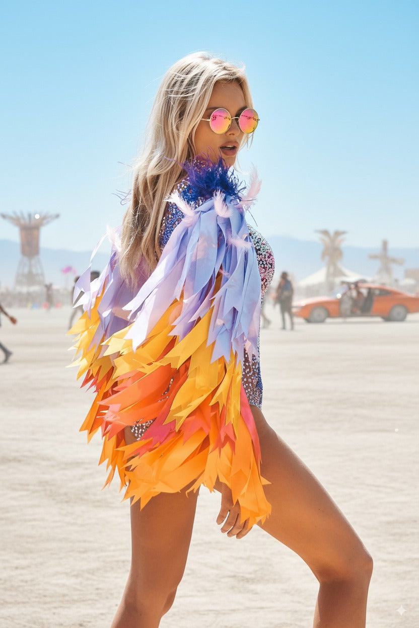 Bodysuit with Feather Sleeves | You·Fest